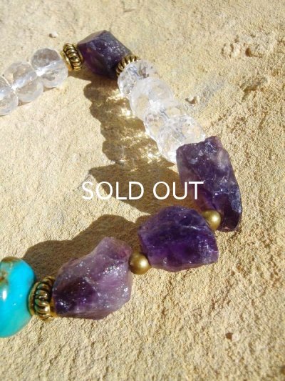 画像6: ◆ 原石アメジスト×ターコイズブレスレット