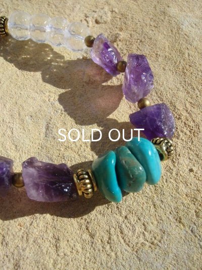 画像3: ◆ 原石アメジスト×ターコイズブレスレット